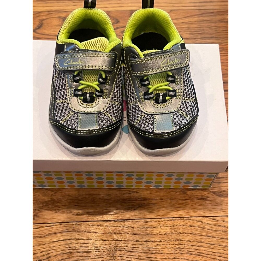Clarks Break Line Toddler Sneakers - Black/Lime Green Size 4.5W